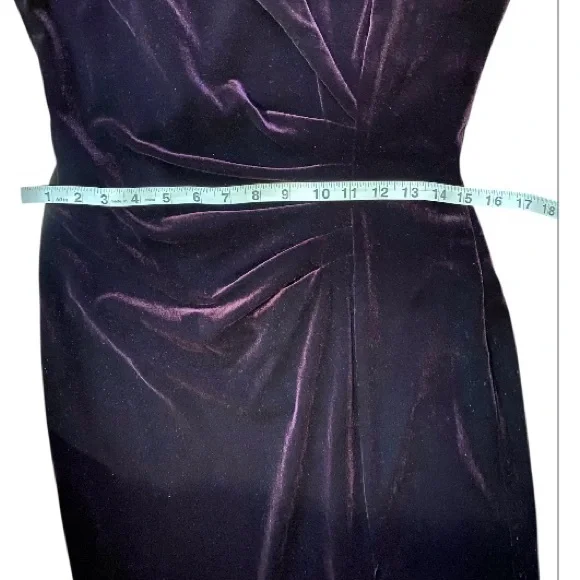 Xscape Velvet Burgundy Off the shoulder Evening maxi Dress Gown with side slit - Picture 8 of 13